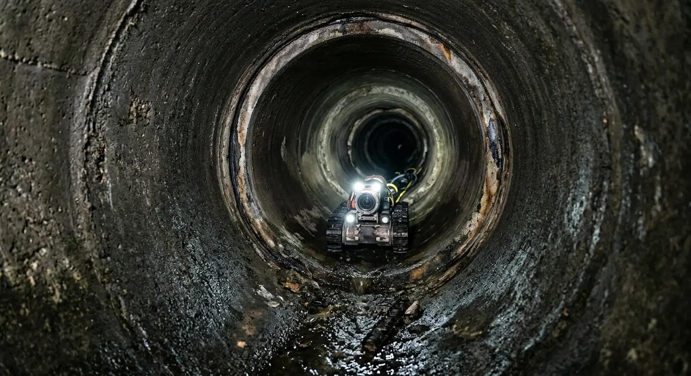 Robotic sewer camera inspecting pipe interior for Sewer Line Cleaning in Blackfoot